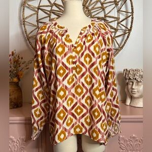 Wonderly Red and Yellow Geometric Blouse